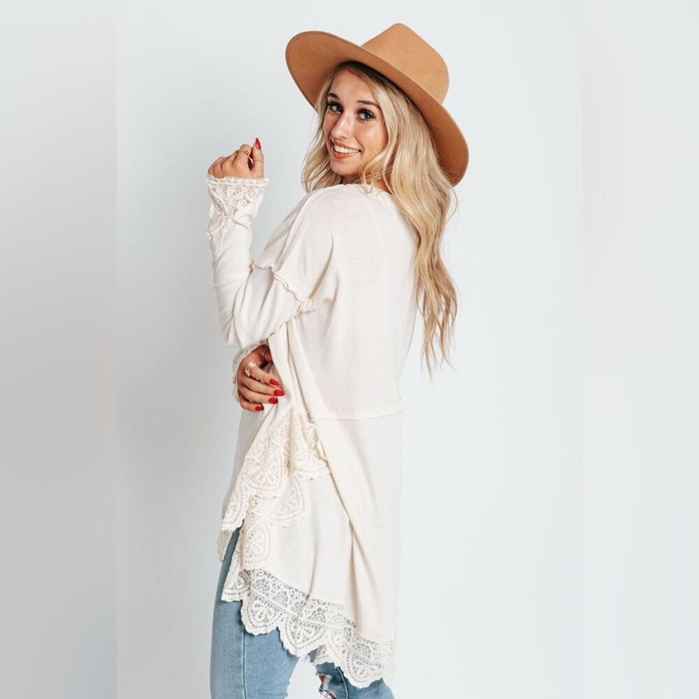 Free People Sparrow Cream Long Sleeve Tunic XS - Picture 2 of 8